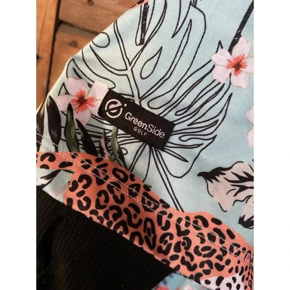 Greenside Golf Polo Mens Large Flamingos & Cheetas Tropical Vacation Print - Picture 4 of 10